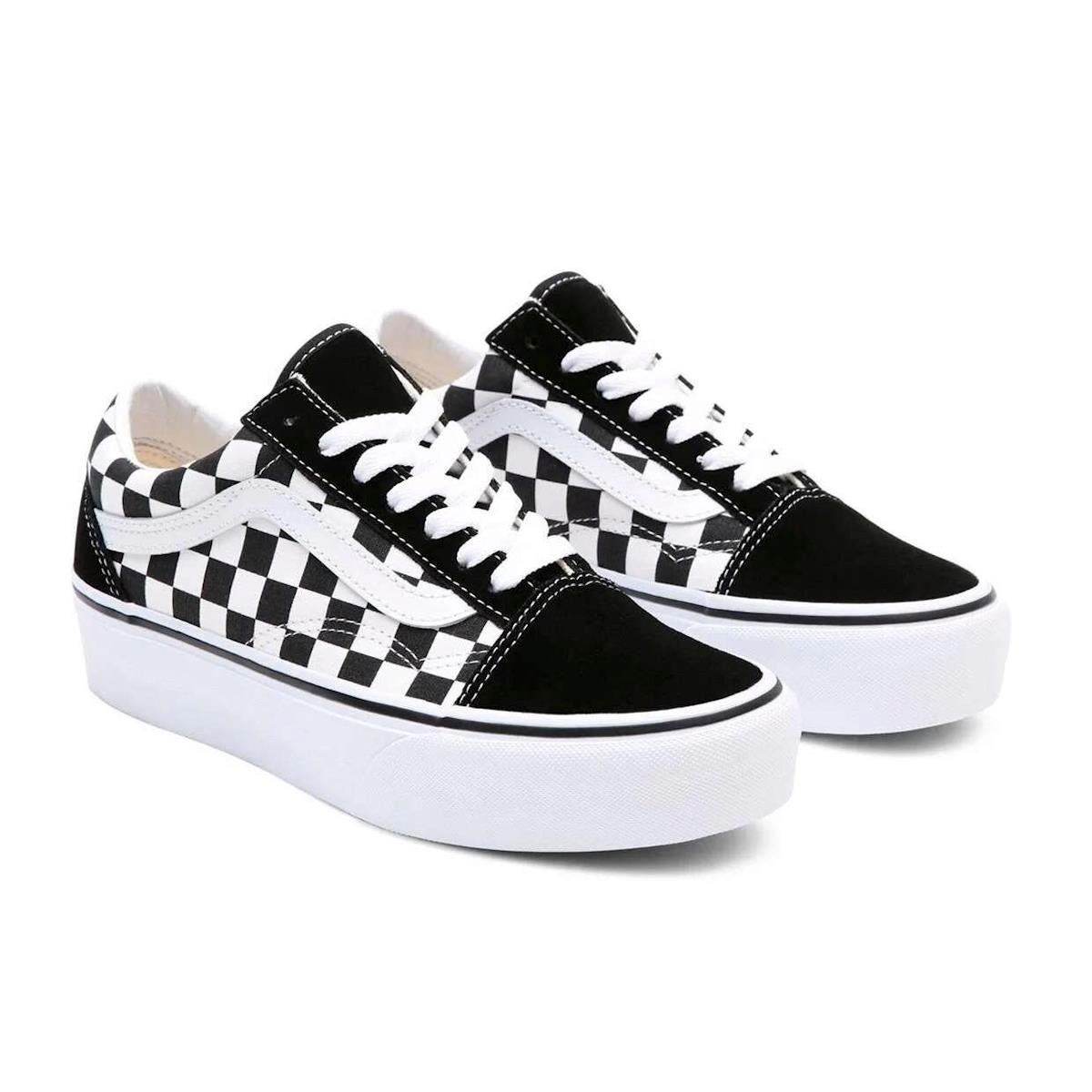 Kadın Espadril - Keten VN0A3B3UHRK1 UA VANS Old Skool Platform (CHECKERBOARD) BLK-TR WHT