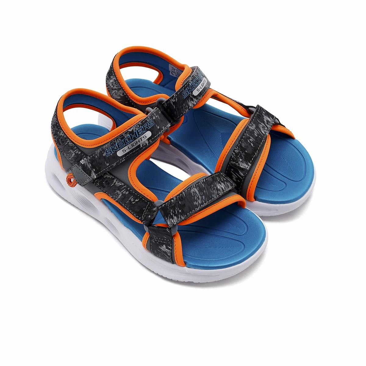 Erkek Çocuk Sandalet 401672L CCOR Skechers SOLA GLOW SANDAL Grey-Orange