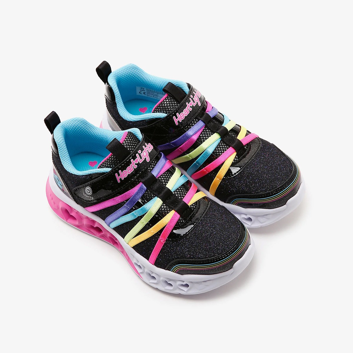 303252L BKMT Skechers FLUTTER HEART LIGHTS-RAINBOW BESTIE Black/Multi