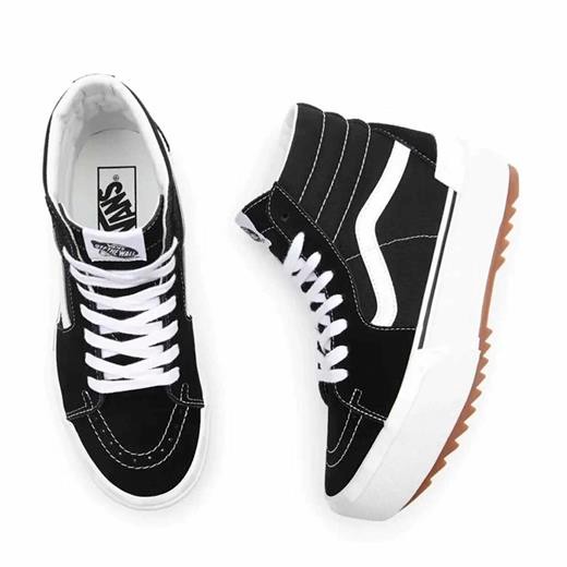 Kadın Bot VN0A4BTW5ZN1 UA VANS SK8-Hi Stacked (SUEDECANVAS)BLKBLNCDBLNC