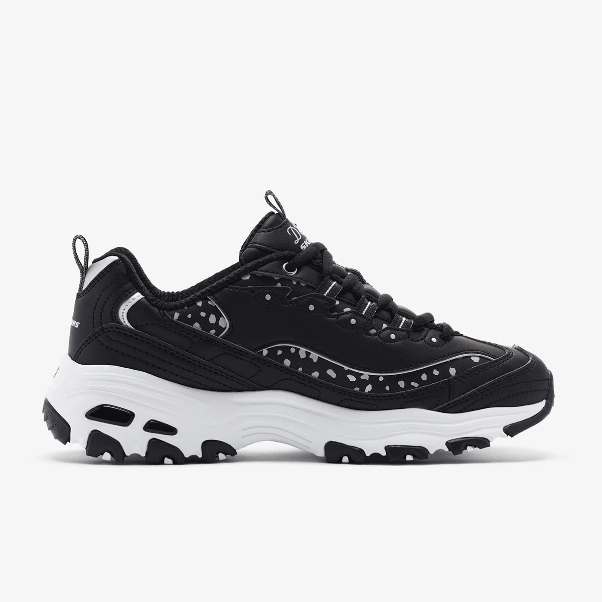 150236 BKSL Skechers D'LITES - WILDCATS Black/Silver Knit