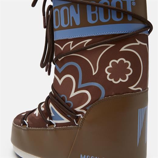 Kadın  80D1402940-MH07 Moon Boot Icon Flower Brown-Elephant Grey