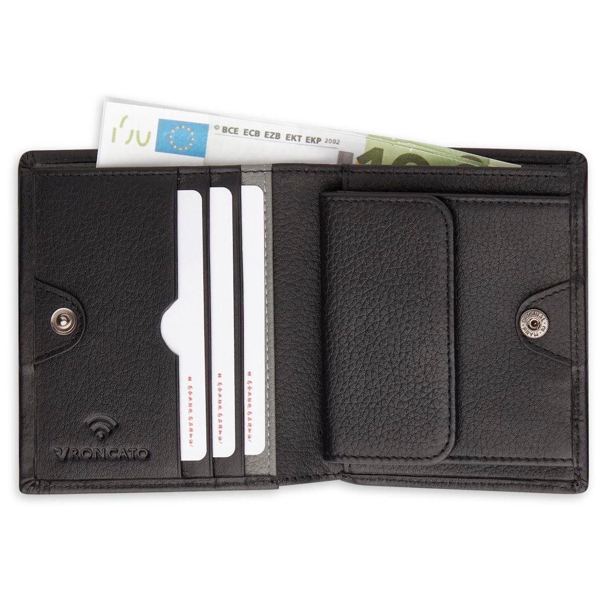 Erkek Cüzdan & Kartlık 41241401 Roncato Alaska Small Wallet With With Coins Pocket Black