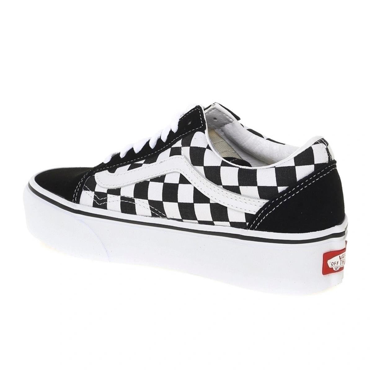 Kadın Espadril - Keten VN0A3B3UHRK1 UA VANS Old Skool Platform (CHECKERBOARD) BLK-TR WHT