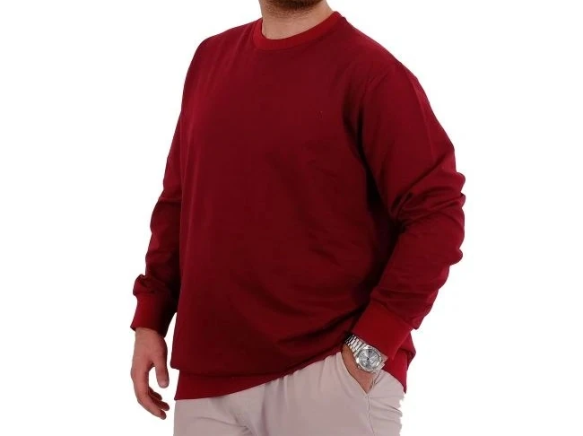 Büyük Beden Erkek Sweat Bıs Yaka U24174  Bordo