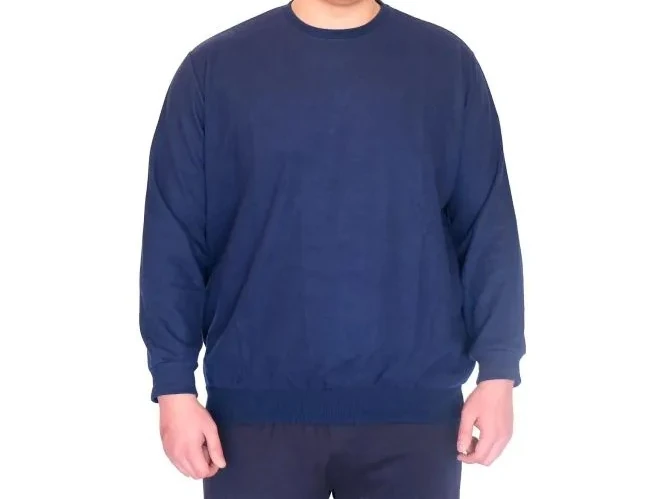 Büyük Beden Erkek Bisiklet Yaka Sweatshirt Selanik U24441 İndigo
