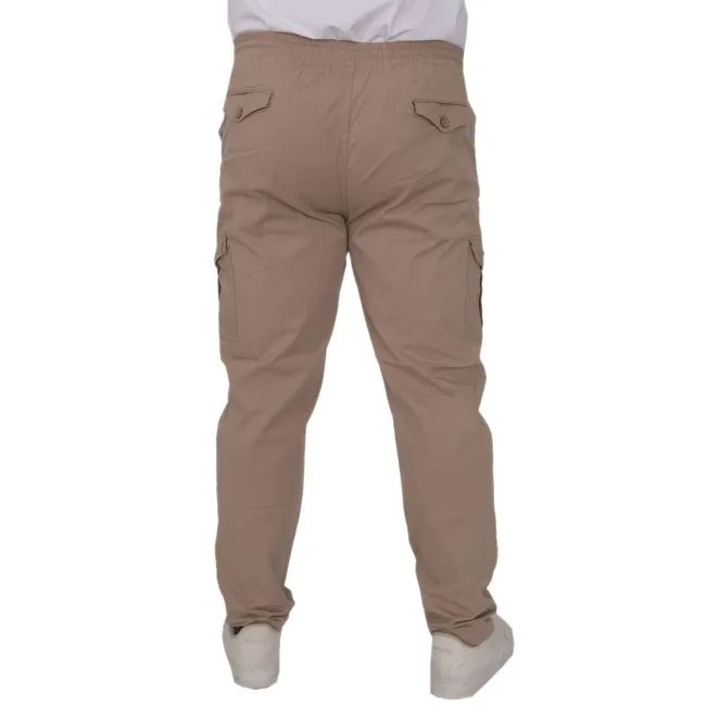 Büyük Beden Pantolon Keten Kargo Jogger Milano 21912 Cappuccino