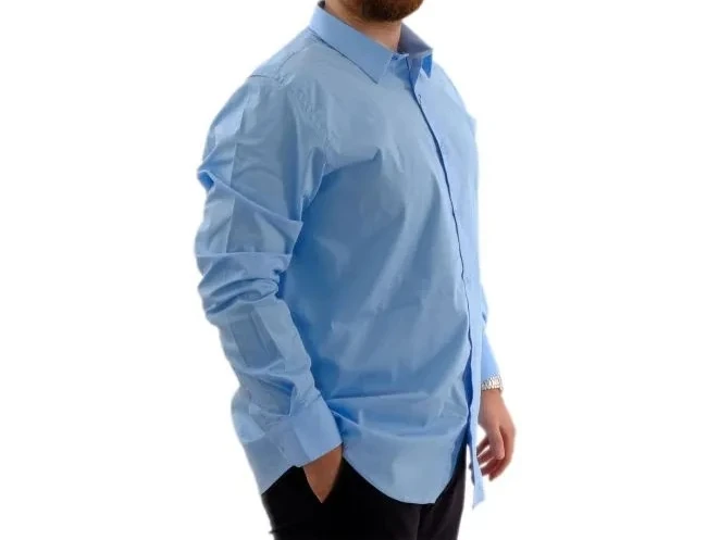 Büyük Beden Erkek Klasik Gömlek Likralı 20351 Mavi