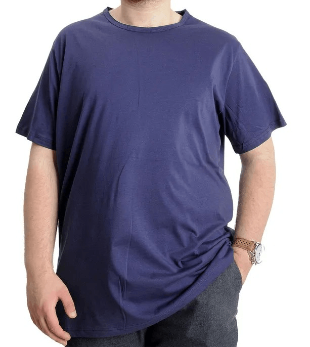 Büyük Beden Erkek T-shirt Pis Yaka Basic 23035 A.Lacivert