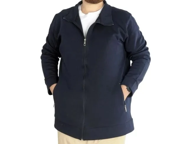 Buyuk Beden Erkek Hırka Fermuarlı Stell Dik Yaka 20571 Lacivert