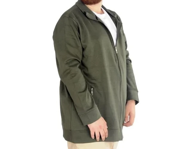 Buyuk Beden Erkek Hırka Fermuarlı Stell Dik Yaka 20571 Haki