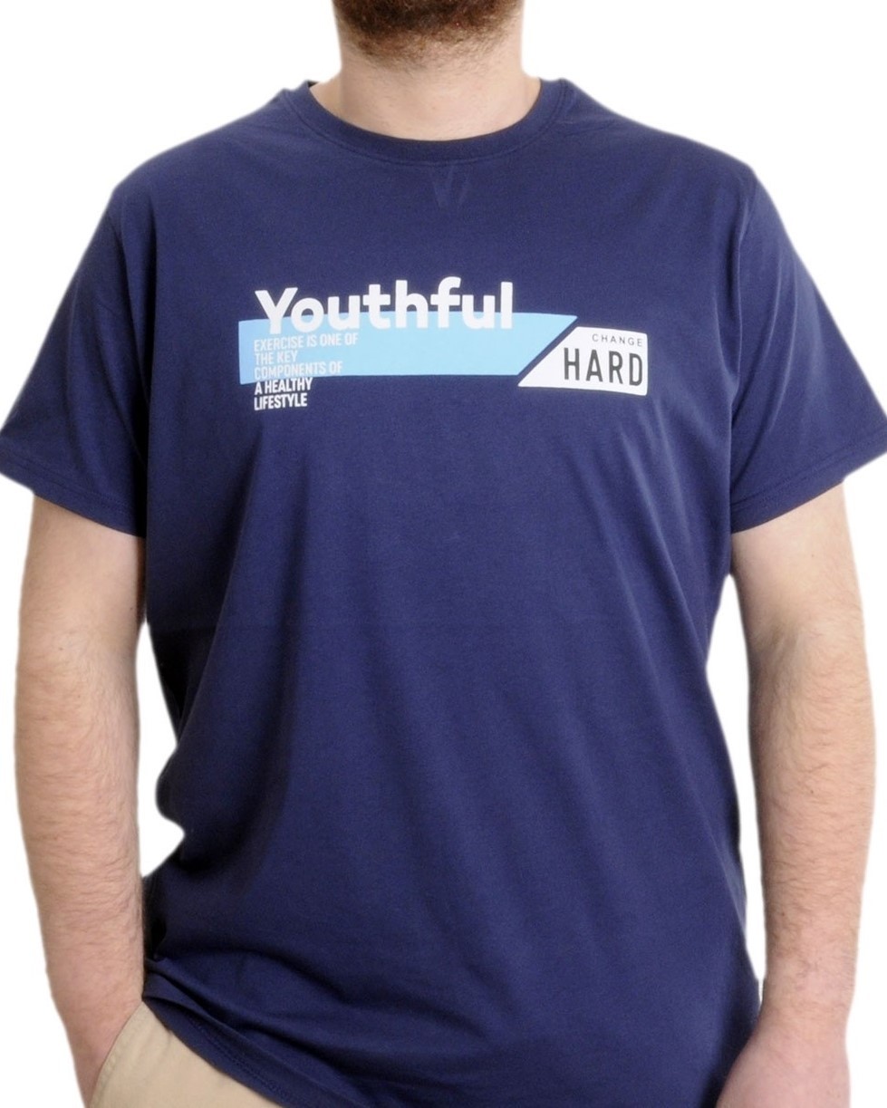 Büyük Beden T-shirt Bisiklet Yaka Youthful 23107 Indigo