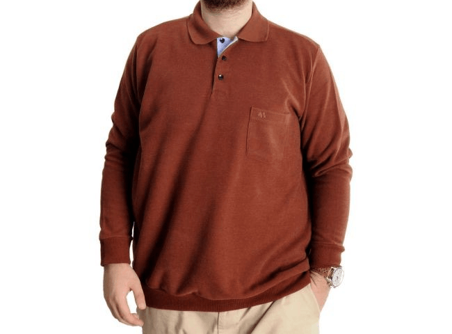 Büyük Beden Erkek Sweat Polo Selanik Basic 20441 Tarçın