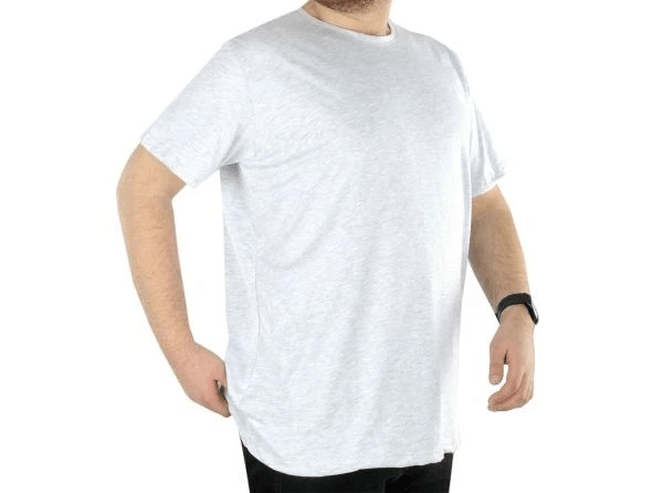 Büyük Beden Erkek T-Shirt Basic 20031 Gri Melanj