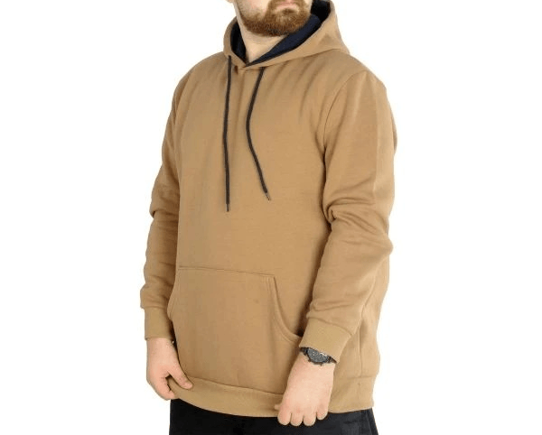 Erkek Sweatshirt Kapşonlu Pocket Basic 20562 Sütlükahve