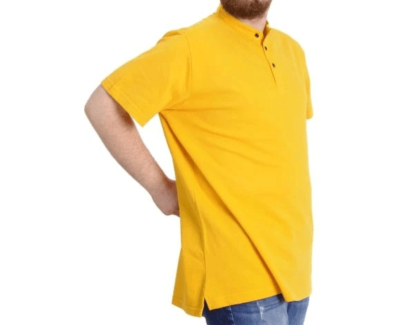 Büyük Beden Erkek T-shirt Hakim Yaka MD LOGO 22326 Siyah - hardal