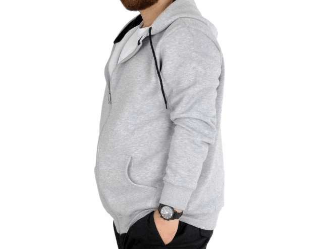 Erkek Sweatshirt Kapşonlu Zippered Basic 20543 Grimelanj