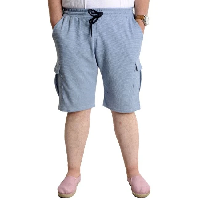 Büyük Beden Erkek Şort Kargo Cep WAFFLE 23500 Mavi