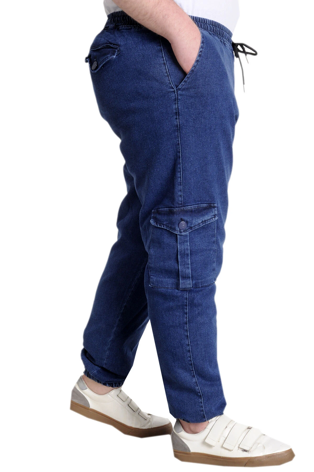 Büyük Beden Erkek Kot Pantolon Chıef Blue Lastikli 23919 Mavi