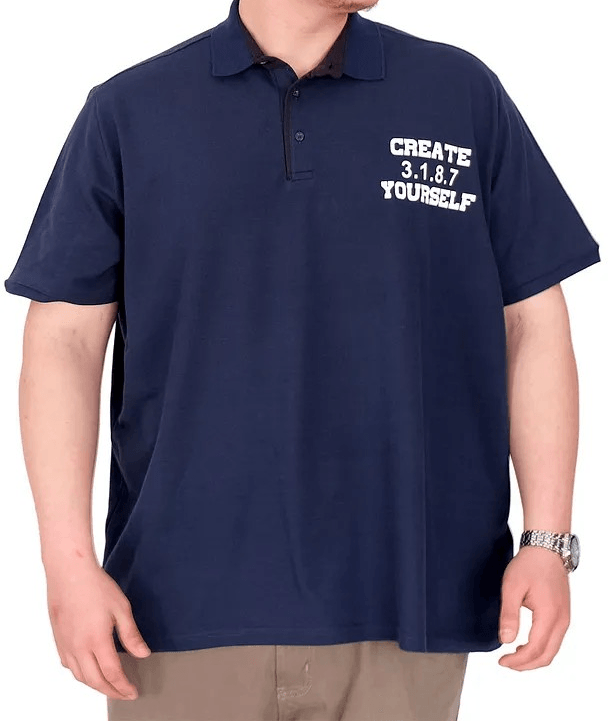 Büyük Beden Erkek T-Shirt Polo Yaka YOURSELF U25310 İndigo