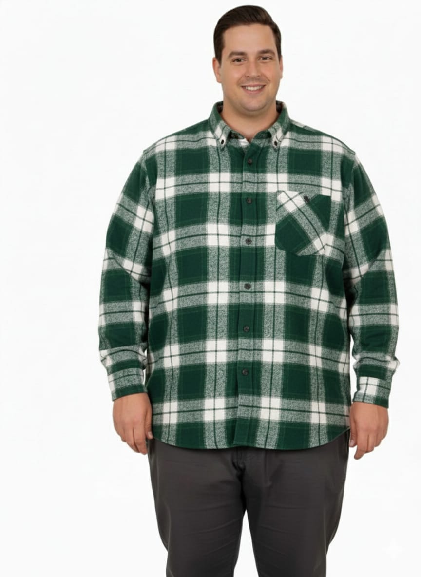 Büyük Beden Gömlek Tek Cep Oduncu 25394 Haki