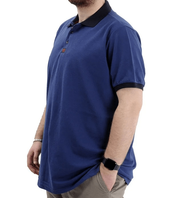 Büyük Beden Erkek T-Shirt Polo Yaka Klasik U24328 İndigo