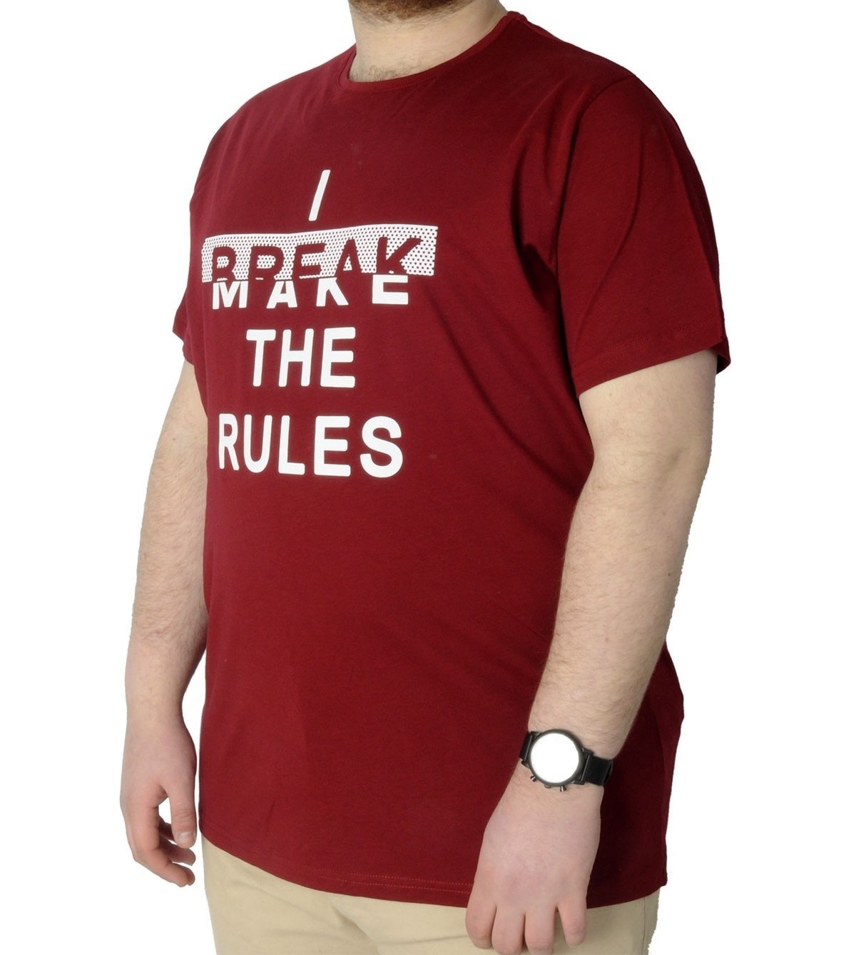 Erkek T Shirt Baskılı Break Make The Rules 22150 Hardal
