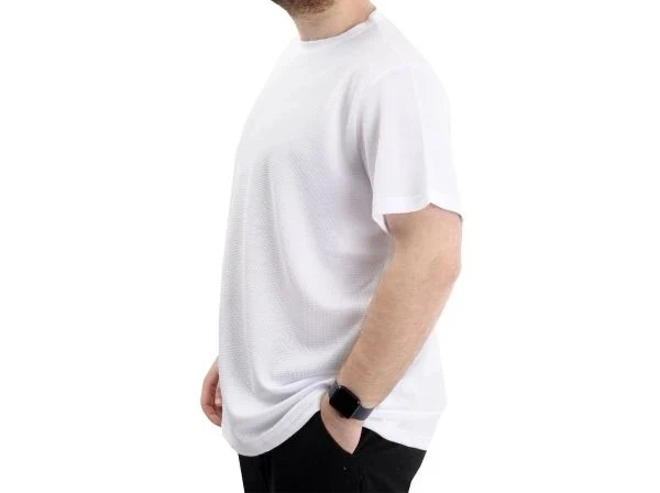 Büyük Beden Erkek T-shirt Bisiklet Yaka WAFFLE 20033 Beyaz