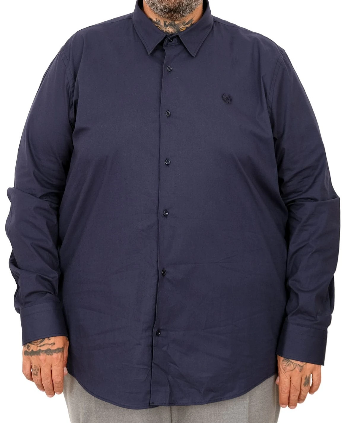 Büyük Beden Erkek Klasik Gömlek Likralı 20351 Lacivert