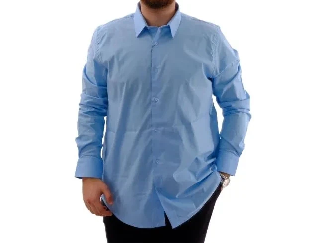 Büyük Beden Erkek Klasik Gömlek Likralı 20351 Mavi
