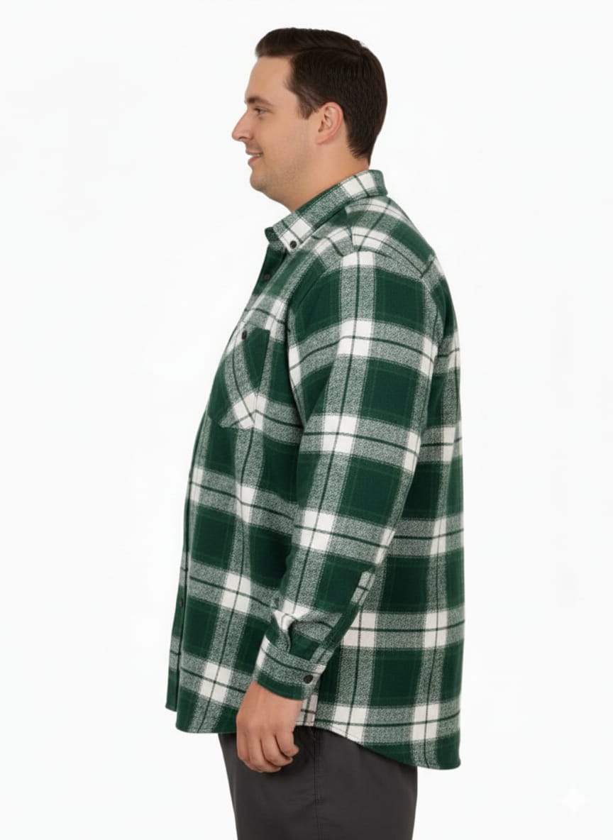 Büyük Beden Gömlek Tek Cep Oduncu 25394 Haki