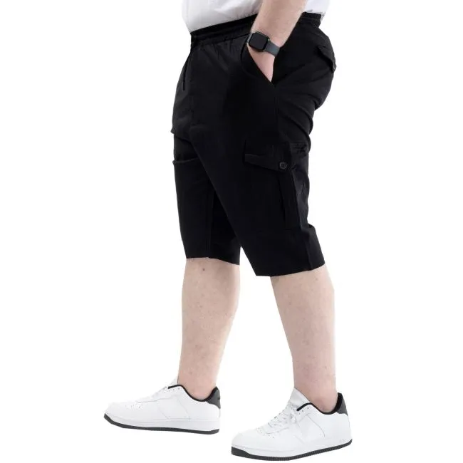 Büyük Beden Erkek Kapri Kargo Cepli Beli Bağlamalı VALENCIA 21404 Siyah