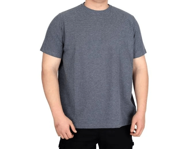 Büyük Beden Erkek T-shirt Bisiklet Yaka WAFFLE 20033 K.Mavi