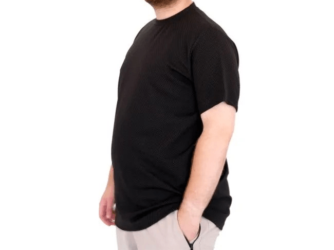 Büyük Beden Tshirt Bıs Yaka Dore 25034 Siyah