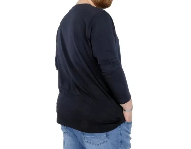 Büyük Beden Erkek Tshirt Likralı Bisiklet Yaka 20102 Lacivert