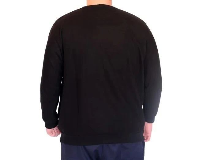 Büyük Beden Erkek Bisiklet Yaka Sweatshirt Selanik U24441 Siyah