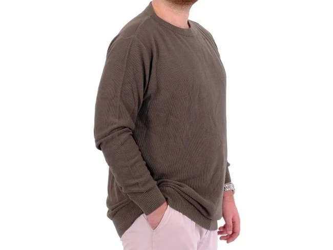 Büyük Beden Erkek Bisiklet Yaka Triko Kazak 24208 Haki