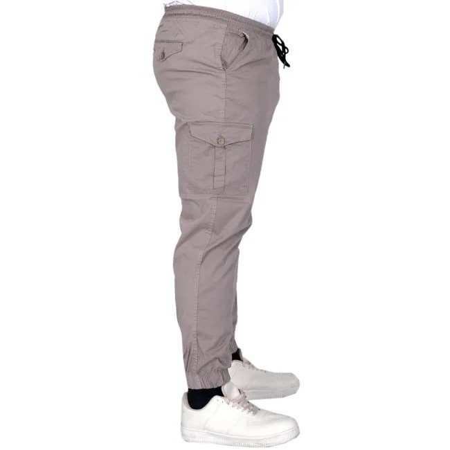 Büyük Beden Erkek Pantolon Keten Kargo Jogger 21911 Taş Rengi