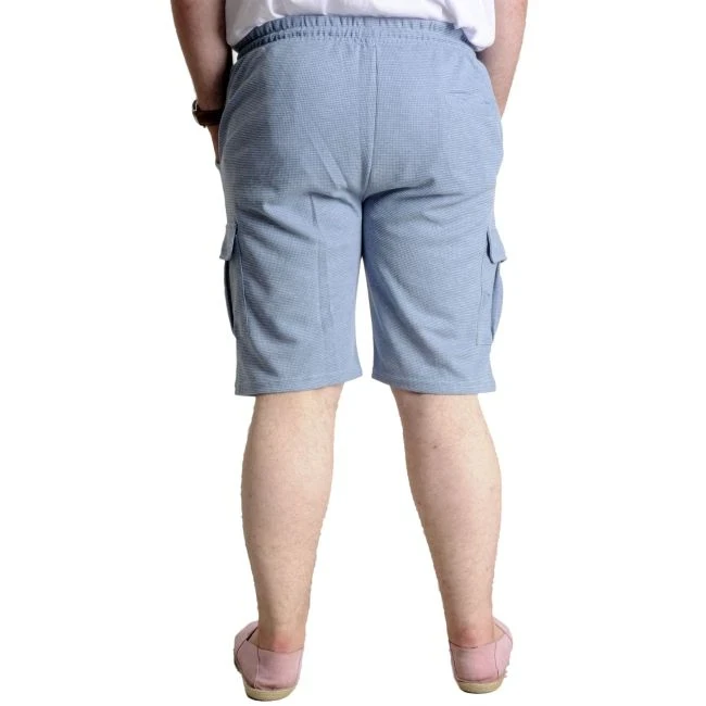 Büyük Beden Erkek Şort Kargo Cep WAFFLE 23500 Mavi