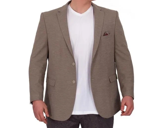 Büyük Beden Erkek Ceket Blazer Britanya 23028 Vizon