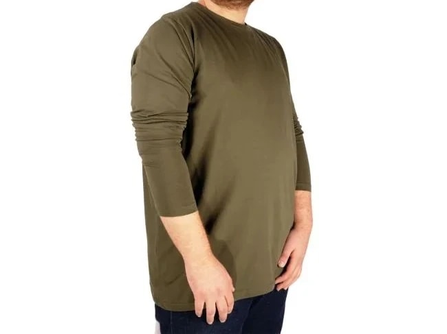 Büyük Beden Erkek Tshirt Likralı Bisiklet Yaka 20102 Haki