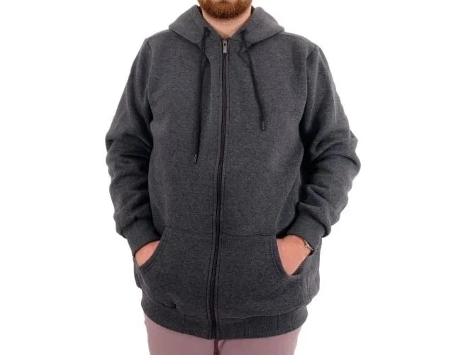 Büyük Beden Erkek Sweat Zippered Basic 20543 Antramelanj