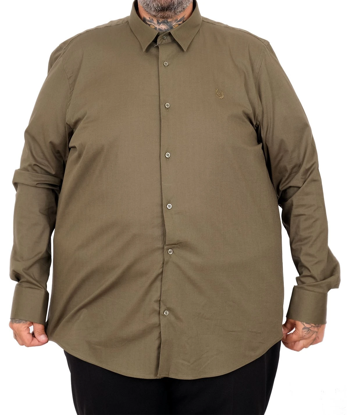 Büyük Beden Erkek Klasik Gömlek Likralı 20351 Haki