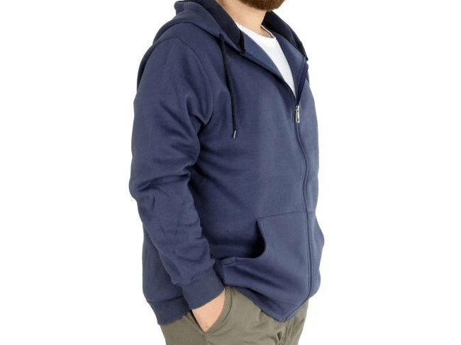 Erkek Sweatshirt Kapşonlu Zippered Basic 20543 İndigo