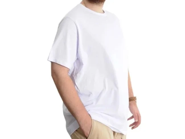 Büyük Beden Erkek T-shirt Basic 20031 Beyaz