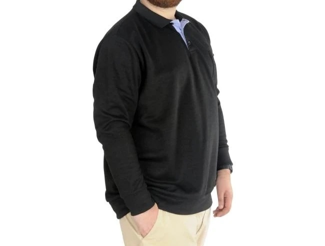 Erkek Uzun Kol Polo Cepli İnterlok M 22460 Siyah