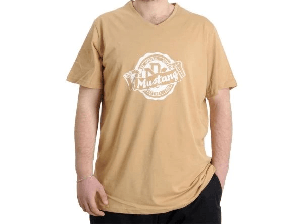 Büyük Beden Erkek V Yaka T-shirt MUSTANG 23034 Bej