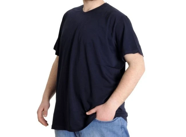 Büyük Beden T-Shirt V Yaka Likralı 20150 Lacivert