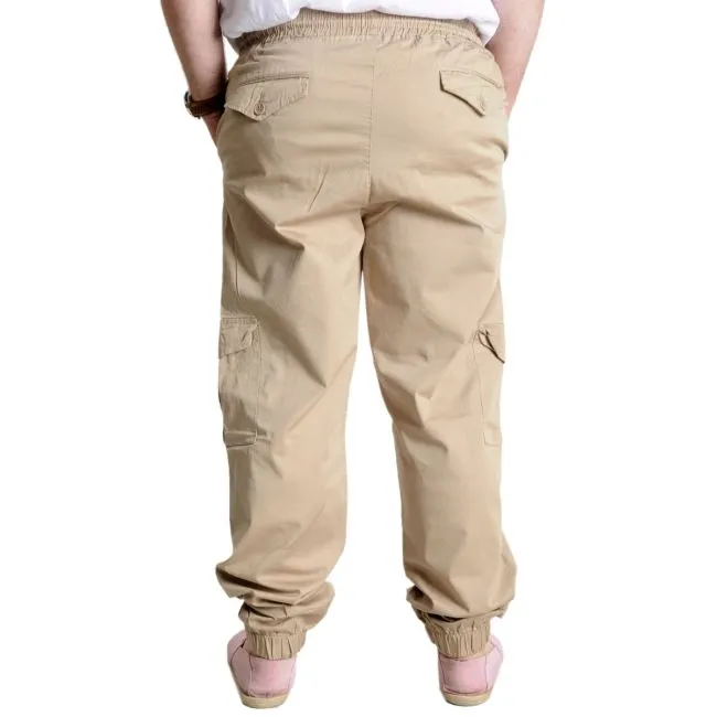 Büyük Beden Keten Kargo Jogger Valencia 21911  Bej