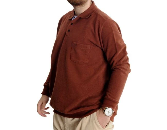 Büyük Beden Erkek Sweat Polo Selanik Basic 20441 Tarçın